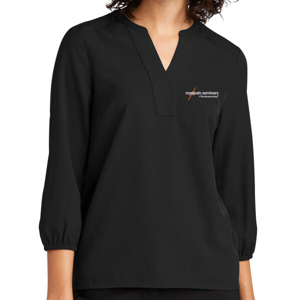 Myopain Seminars Embroidered - Women's Stretch Crepe 3/4 Sleeve Blouse Thumbnail